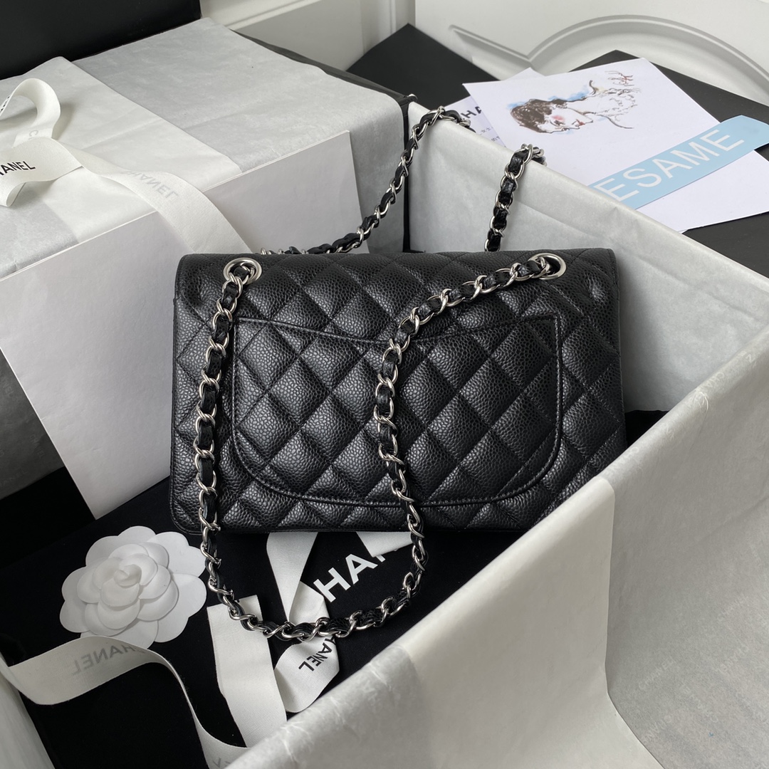 Classic Flap Caviar Bag A01113 Black/Silver